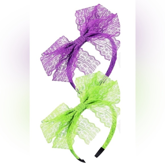 80's Retro Lace Headbands with Bow for Women Hair Accessories NEW - Picture 1 of 8